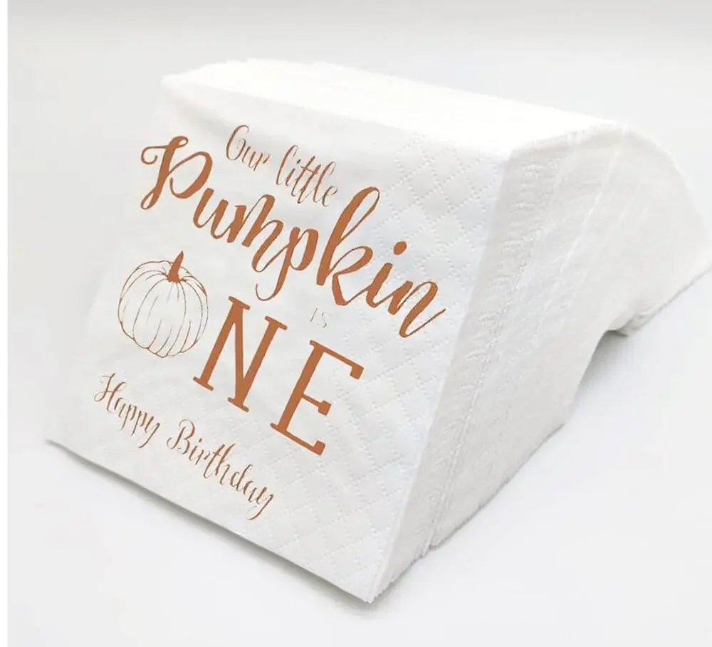 Our little Pumpkin is ONE Birthday 100 Cocktail Napkins by Sharkbliss